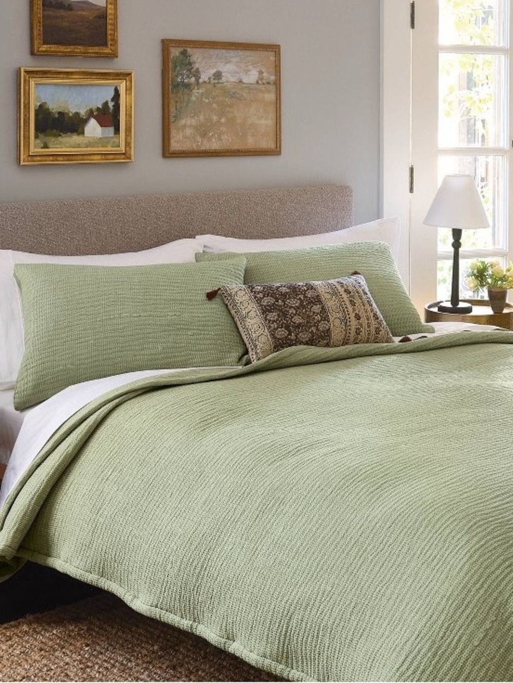 Threshold Full/Queen Matelasse Gauze Quilt-Sage Green- BNWT